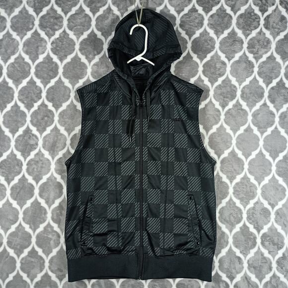 Guess Other - Guess Fast & Furious Vest Mens Large Black Hooded Full Zip Checkered Limited
